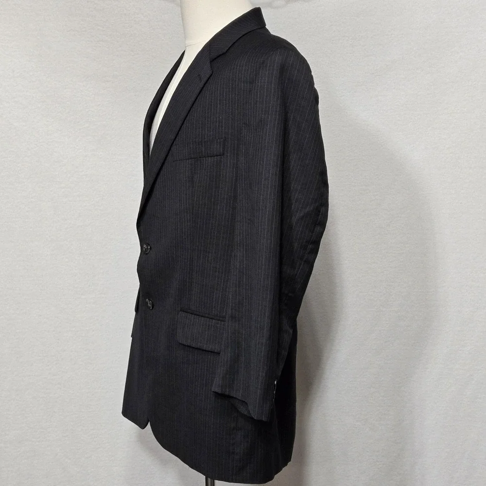 Chaps Ralph Lauren Blazer‎ Mens Large Gray Pinstripe 2 Button Sport Coat